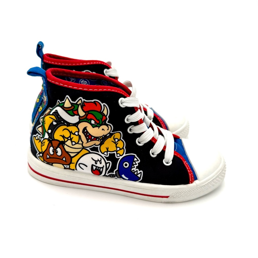 Nintendo Super Mario High-Top Sneakers with Red and Blue‎ Accents,